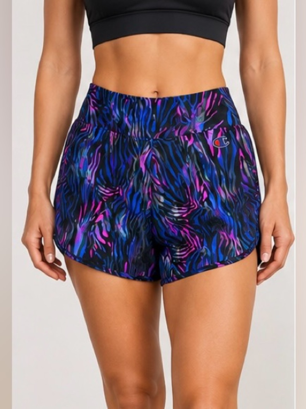 Champion Women’s Lined Running Shorts Small Multicolor Abstract Print NWOT